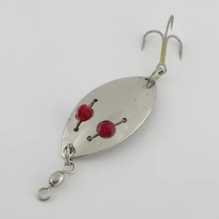 Vintage Red Eye Lures Red eye Junior, 1/3oz nickel/red eyes fishing spoon #23639