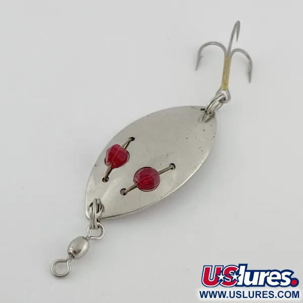 Vintage  Red Eye Lures Red eye Junior, 1/3oz nickel/red eyes fishing spoon #23639