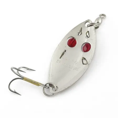 Vintage Red Eye Lures Red eye Junior, 1/3oz nickel/red eyes fishing spoon #23639