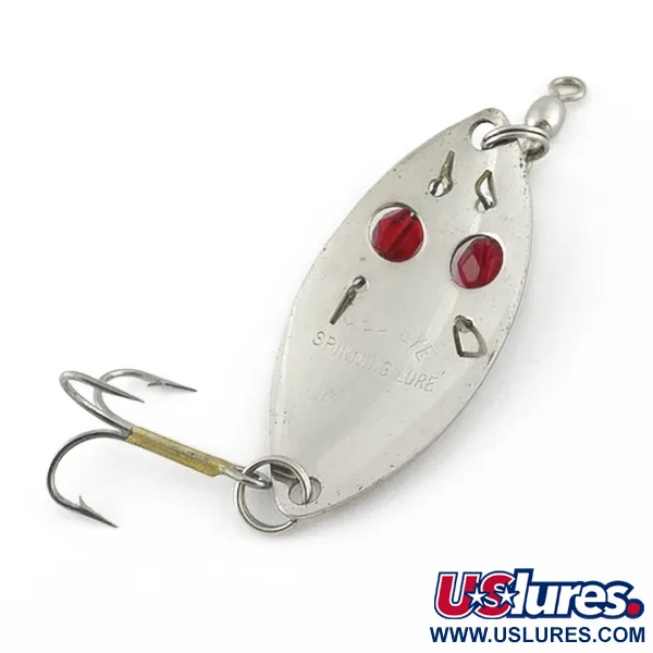 Vintage  Red Eye Lures Red eye Junior, 1/3oz nickel/red eyes fishing spoon #23639
