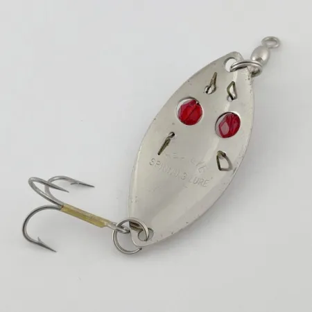 Vintage Red Eye Lures Red eye Junior, 1/3oz nickel/red eyes fishing spoon #23639