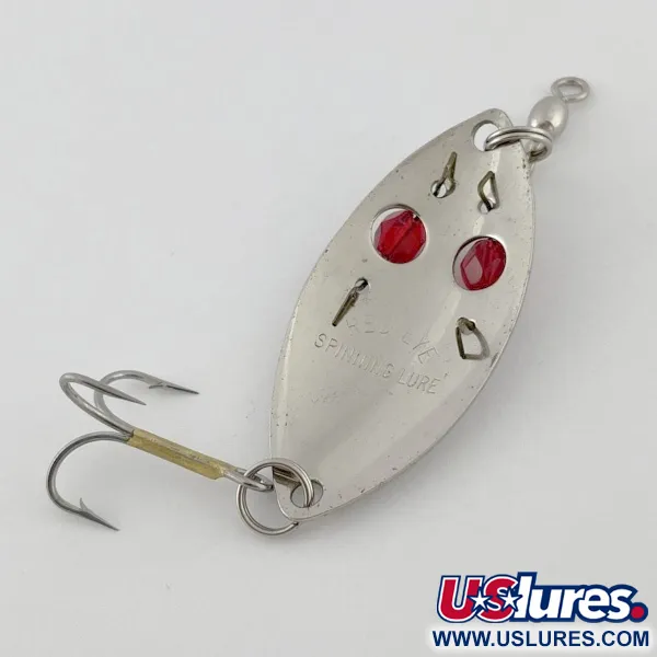 Vintage  Red Eye Lures Red eye Junior, 1/3oz nickel/red eyes fishing spoon #23639