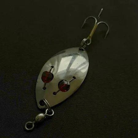 Vintage Red Eye Lures Red eye Junior, 1/3oz nickel/red eyes fishing spoon #23639