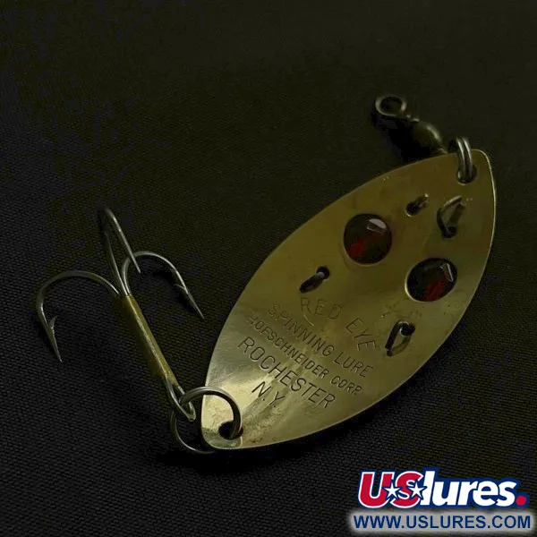 Vintage  Hofschneider Red eye Junior, 2/5oz nickel/red eyes fishing spoon #23640