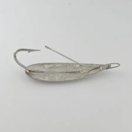 Vintage Johnson Silver Minnow Weedless, 2/5oz nickel fishing spoon #23641