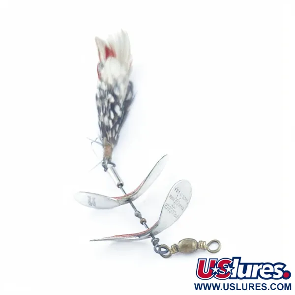 Vintage   Pflueger Tandem Spinner 1, 1/3oz nickel/red spinning lure #23655