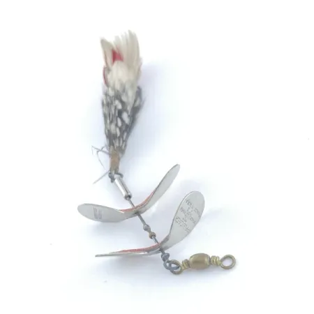 Vintage Pflueger Tandem Spinner 1, 1/3oz nickel/red spinning lure #23655