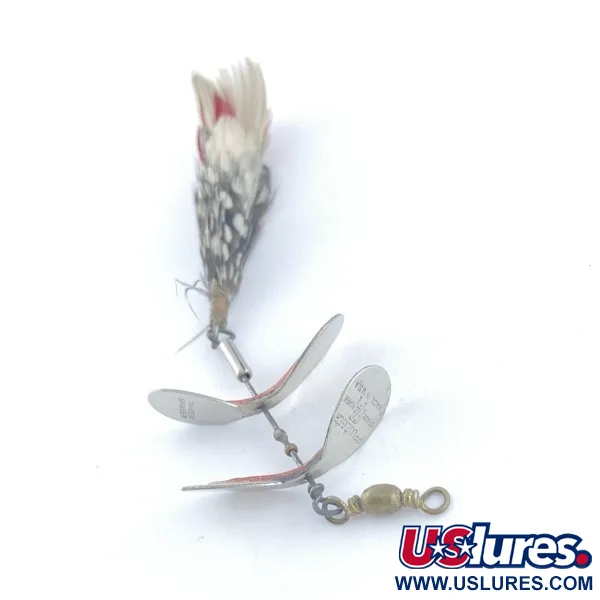 Vintage   Pflueger Tandem Spinner 1, 1/3oz nickel/red spinning lure #23655