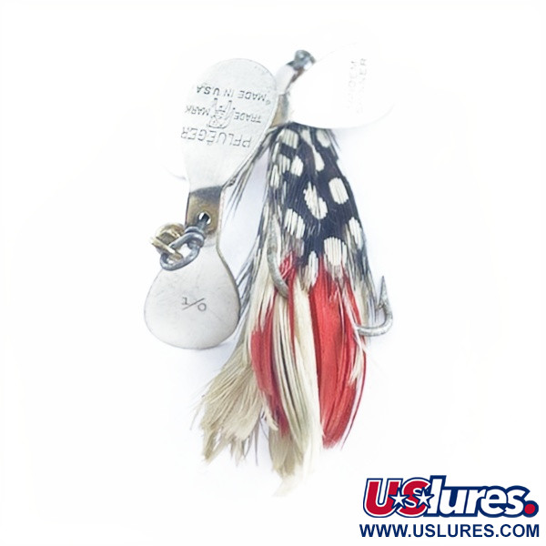 Vintage   Pflueger Tandem Spinner 1, 1/3oz nickel/red spinning lure #23655