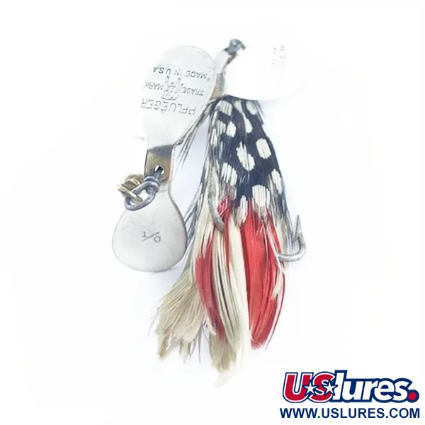 Vintage   Pflueger Tandem Spinner 1, 1/3oz nickel/red spinning lure #23655