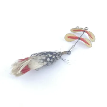 Vintage Pflueger Tandem Spinner 1, 1/3oz nickel/red spinning lure #23655