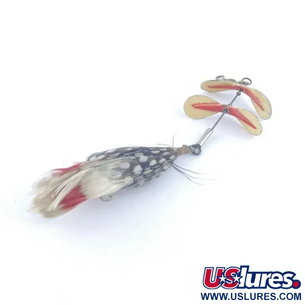 Vintage   Pflueger Tandem Spinner 1, 1/3oz nickel/red spinning lure #23655