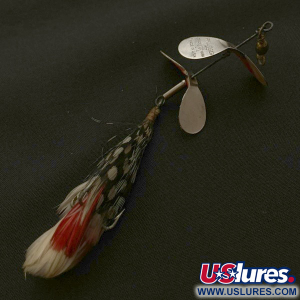 Vintage   Pflueger Tandem Spinner 1, 1/3oz nickel/red spinning lure #23655