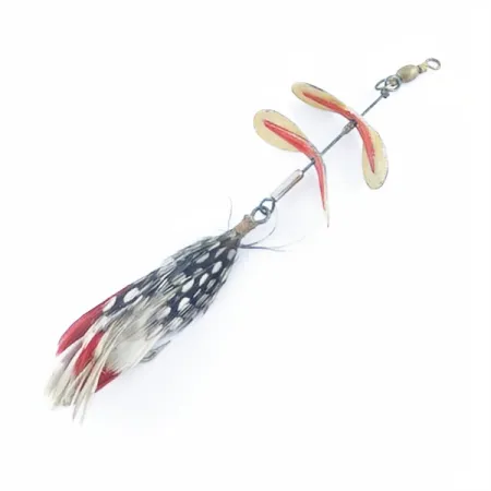Vintage Pflueger Tandem Spinner 1, 1/3oz nickel/red spinning lure #23655