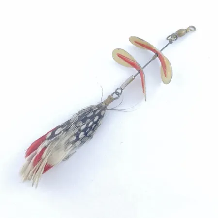 Vintage Pflueger Tandem Spinner 1, 1/3oz nickel/red spinning lure #23655