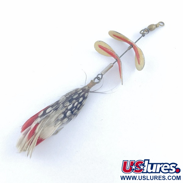 Vintage   Pflueger Tandem Spinner 1, 1/3oz nickel/red spinning lure #23655