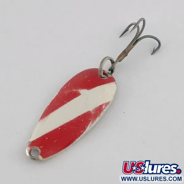 Vintage  Dura-Pak  Dura Pack Spoon, 3/16oz nickel/white/red fishing spoon #23659