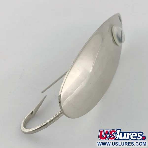 Vintage Atlantic Lures Celebrated Weedless, 3/4oz nickel fishing spoon #23667