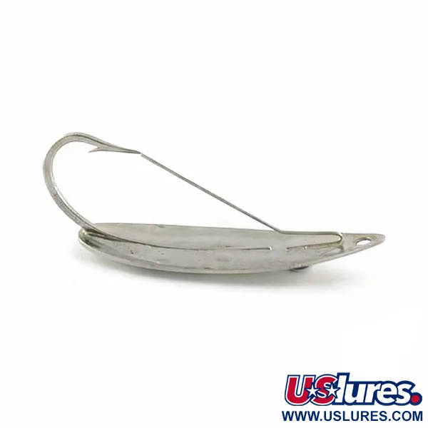 Vintage Atlantic Lures Celebrated Weedless, 3/4oz nickel fishing spoon #23667