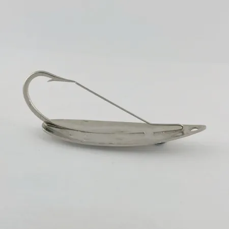 Vintage Atlantic Lures Celebrated Weedless, 3/4oz nickel fishing spoon #23667