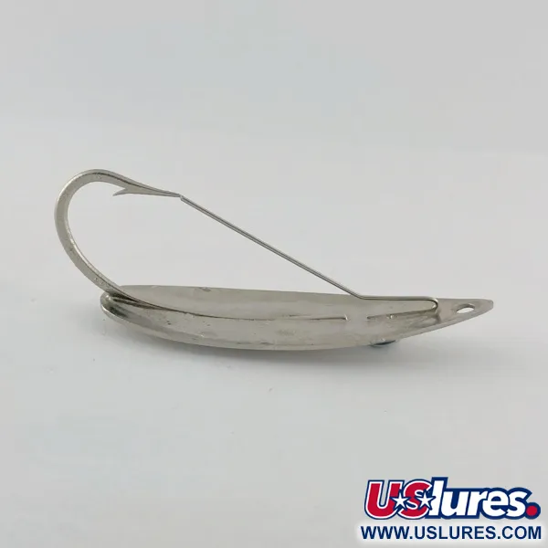 Vintage Atlantic Lures Celebrated Weedless, 3/4oz nickel fishing spoon #23667