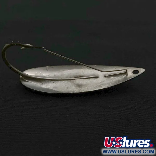 Vintage Atlantic Lures Celebrated Weedless, 3/4oz nickel fishing spoon #23667