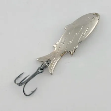 Vintage Atlantic Lures Golden Wobble-Fish, 3/16oz nickel fishing spoon #23671
