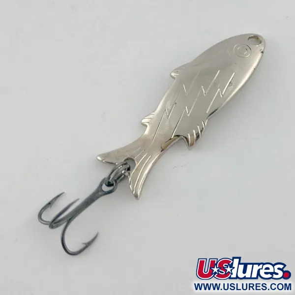 Vintage   Atlantic Lures Golden Wobble-Fish, 3/16oz nickel fishing spoon #23671