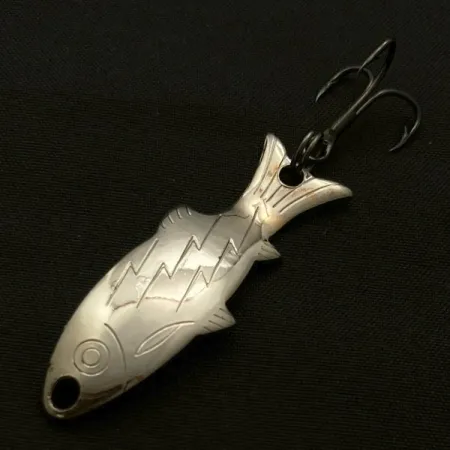 Vintage Atlantic Lures Golden Wobble-Fish, 3/16oz nickel fishing spoon #23671