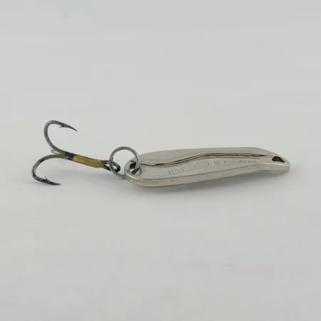 Vintage Luhr Jensen Hot Shot W, 1/4oz nickel fishing spoon #23682