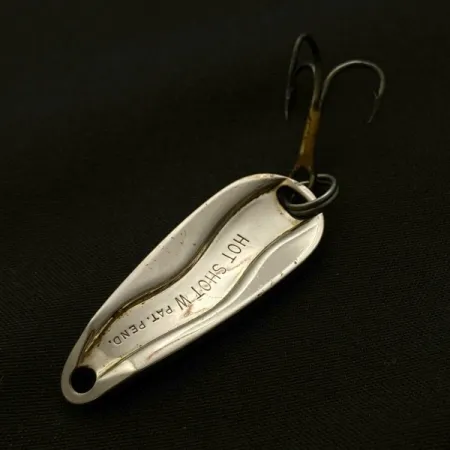 Vintage Luhr Jensen Hot Shot W, 1/4oz nickel fishing spoon #23682