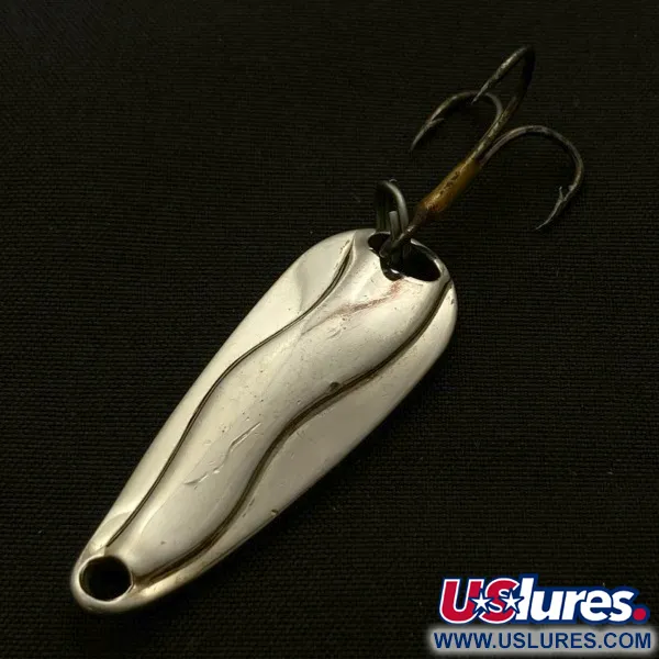 Vintage   Luhr Jensen Hot Shot W, 1/4oz nickel fishing spoon #23682