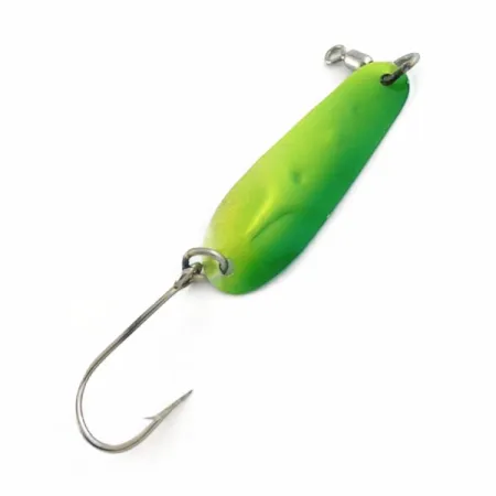 Vintage Luhr Jensen Tom Mack #4, 1/4oz green/yellow fishing spoon #23685