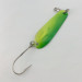 Vintage  Luhr Jensen Tom Mack #4, 1/4oz green/yellow fishing spoon #23685