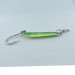 Vintage  Luhr Jensen Tom Mack #4, 1/4oz green/yellow fishing spoon #23685