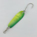 Vintage  Luhr Jensen Tom Mack #4, 1/4oz green/yellow fishing spoon #23685