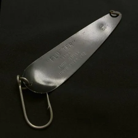 Vintage Luhr Jensen Flutter Spoon 38, 1/3oz black fishing spoon #23686