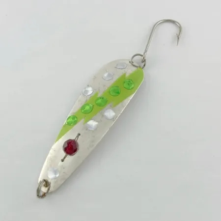 Vintage Red Eye Lures Red Eye Evil Eye, 1/3oz nickel/blue/red eye fishing spoon #23687