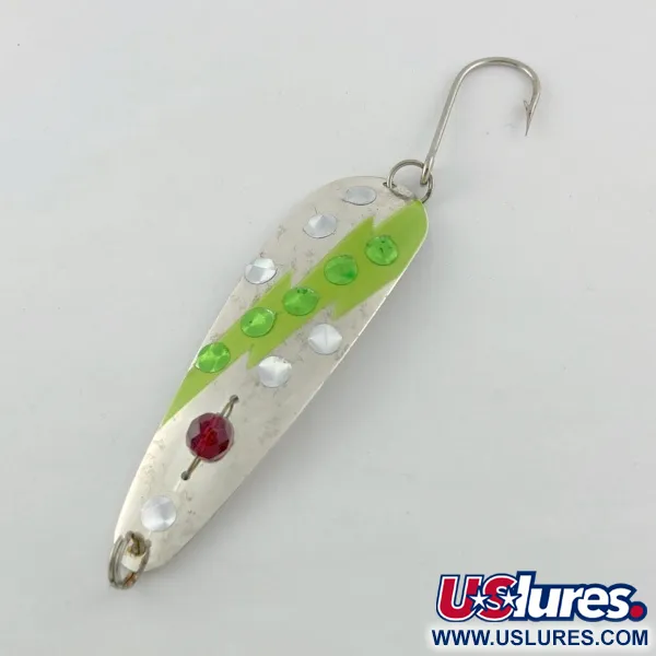 Vintage  Red Eye Lures Red Eye Evil Eye, 1/3oz nickel/blue/red eye fishing spoon #23687