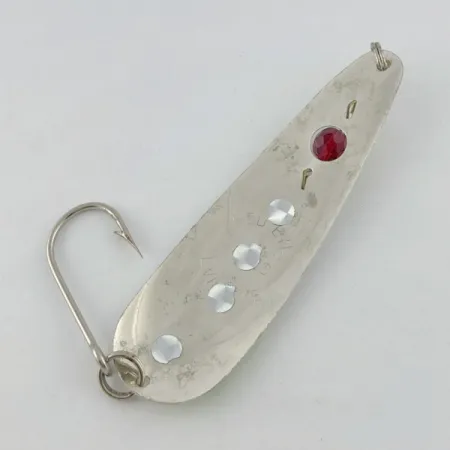 Vintage Red Eye Lures Red Eye Evil Eye, 1/3oz nickel/blue/red eye fishing spoon #23687