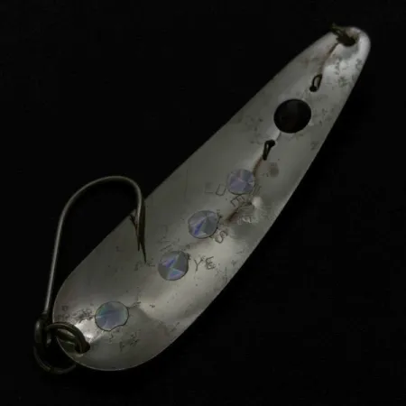 Vintage Red Eye Lures Red Eye Evil Eye, 1/3oz nickel/blue/red eye fishing spoon #23687