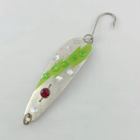 Vintage Red Eye Lures Red Eye Evil Eye, 1/3oz nickel/blue/red eye fishing spoon #23687