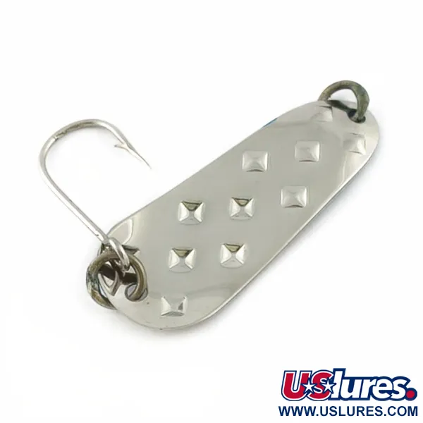 Vintage   Luhr Jensen Alpena Diamond, 3/16oz nickel/blue fishing spoon #23692