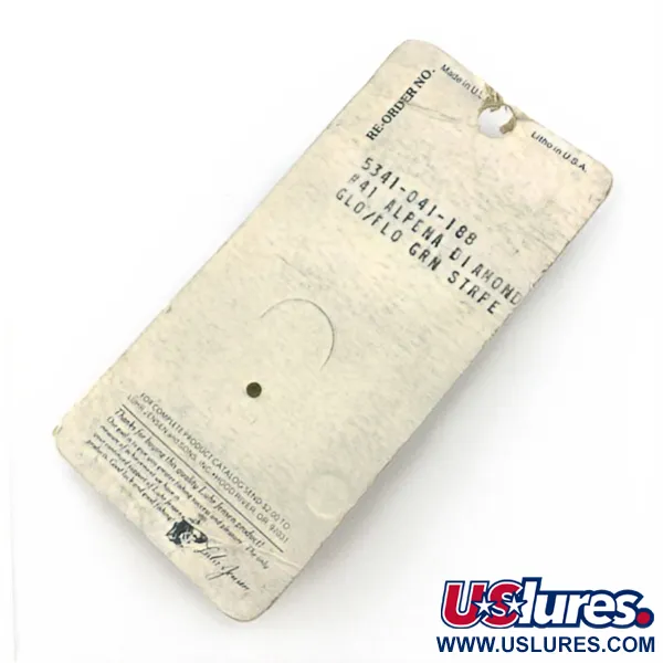  Luhr Jensen Luhr jensen Alpena Diamond #41 Glow​, 1/4oz Glo-Flo Green stripe fishing spoon #23708