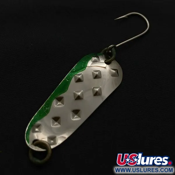 Vintage   Luhr Jensen Alpena Diamond, 3/16oz nickel/green fishing spoon #23709
