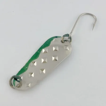 Vintage Luhr Jensen Alpena Diamond, 3/16oz nickel/green fishing spoon #23709