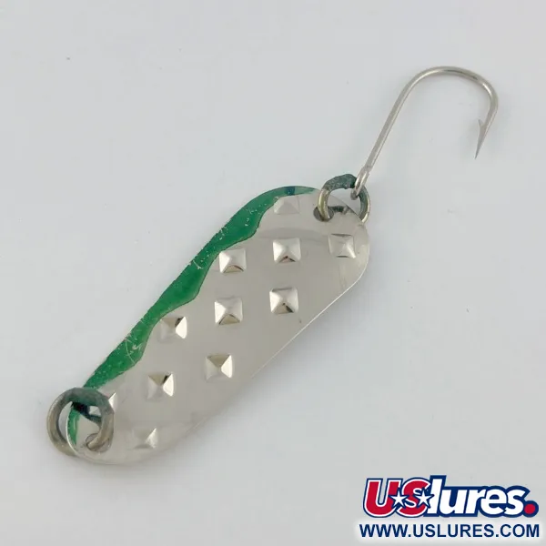 Vintage   Luhr Jensen Alpena Diamond, 3/16oz nickel/green fishing spoon #23709