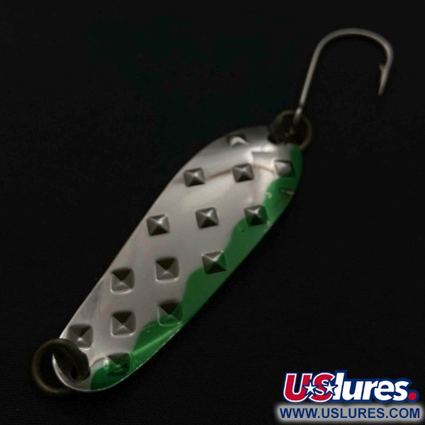 Vintage   Luhr Jensen Alpena Diamond, 1/4oz nickel/green fishing spoon #23711