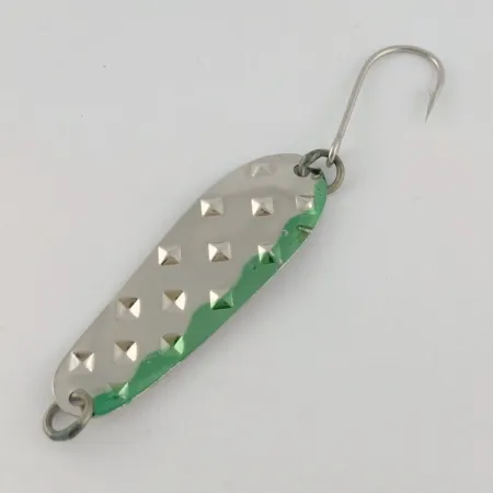 Vintage Luhr Jensen Alpena Diamond, 1/4oz nickel/green fishing spoon #23711