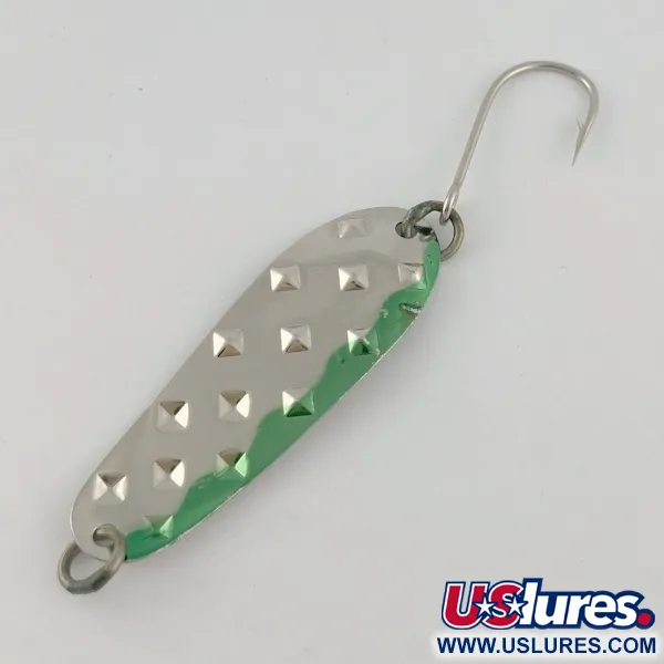 Vintage   Luhr Jensen Alpena Diamond, 1/4oz nickel/green fishing spoon #23711